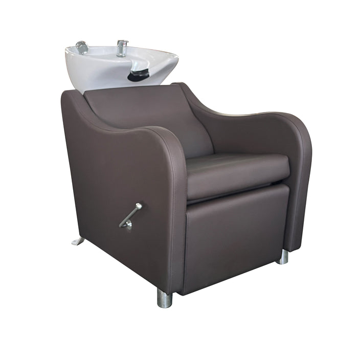 Manhattan Back Wash Unit Dark Brown with White Basin
