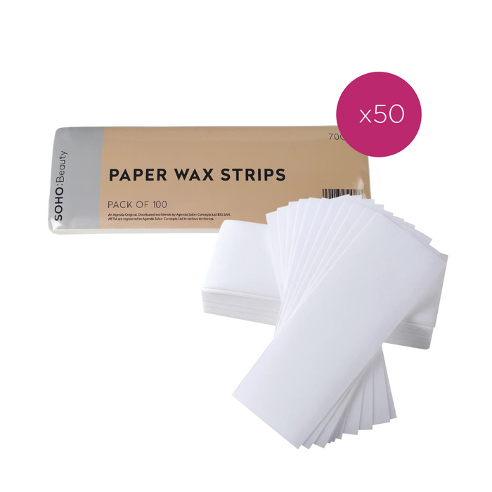 Soho Beauty White Paper Wax Strips Bulk Buy Case (50x100 strips)