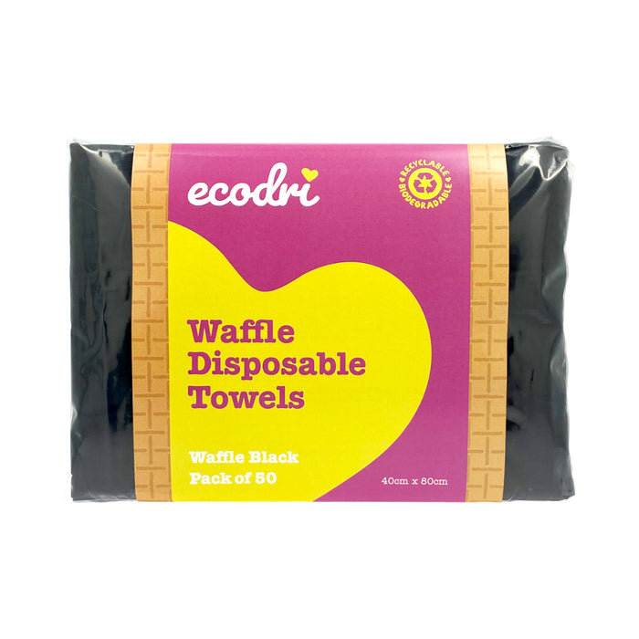 Ecodri Waffle Disposable Towels - Black - Pack Of 50