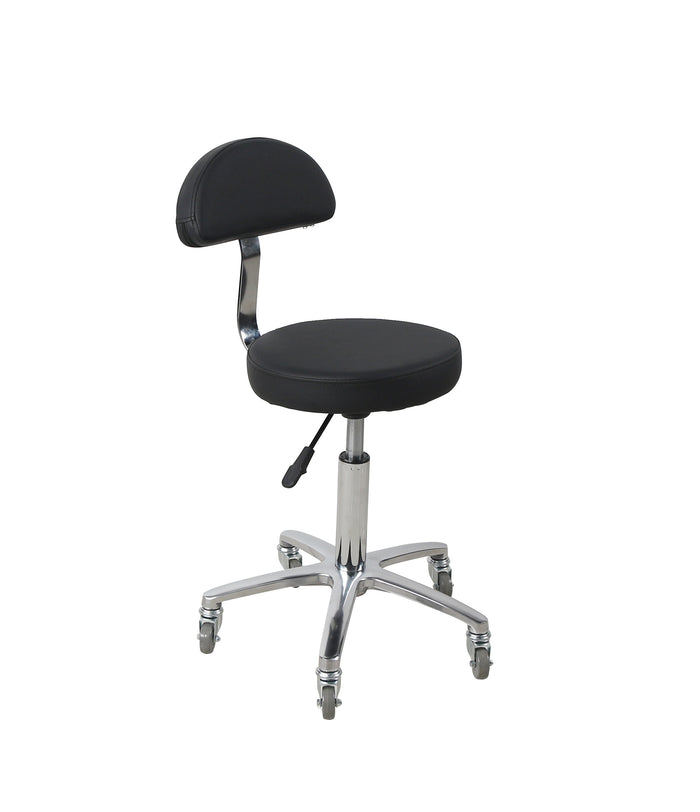 Salon Fit Hudson Stool With Backrest - Black- 7 Day Quick Ship