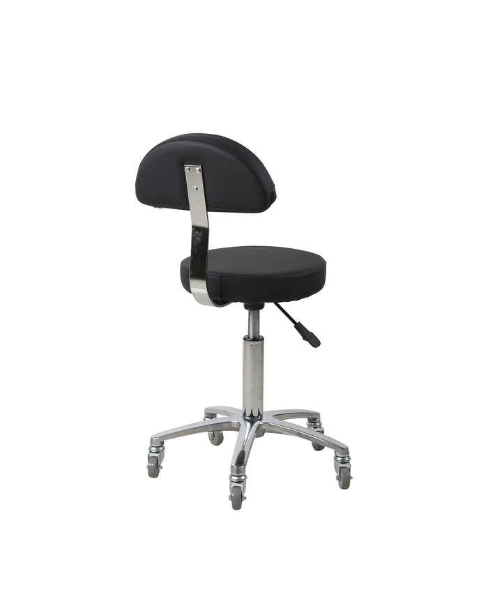 Salon Fit Hudson Stool With Backrest - Black- 7 Day Quick Ship