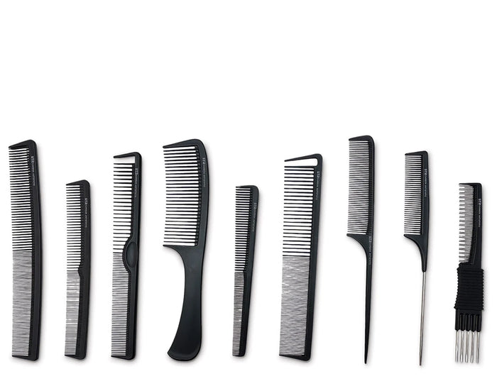 Jaguar STR Professional Styling 9 Piece Carbon Matt Black Comb Set