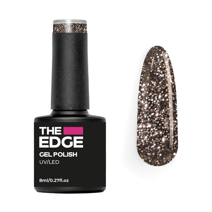 The Edge Gel Polish 8ml - The Gold & Black Glitter