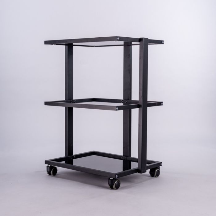 PJS 3 Tier Glass Shelved Trolley