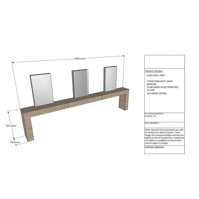 Bespoke Oasis 3 Position Wall Unit