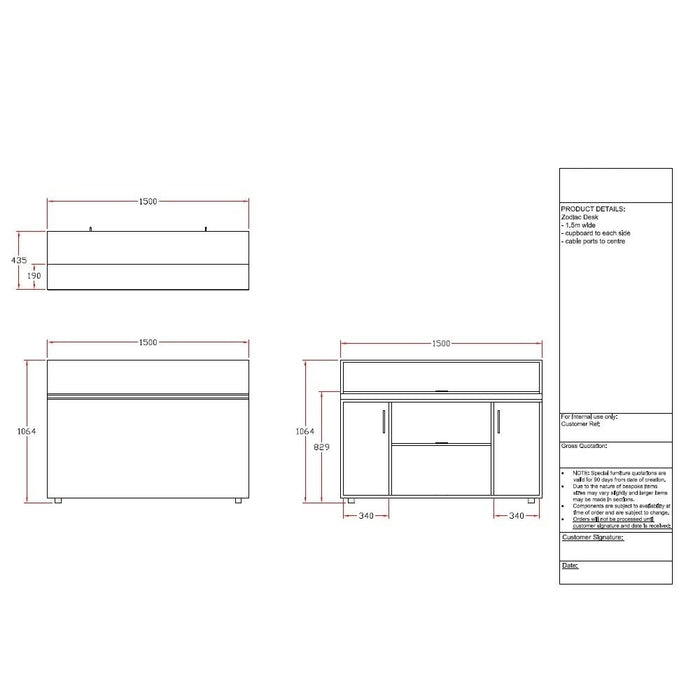 Bespoke Zodiac 1500mm Desk