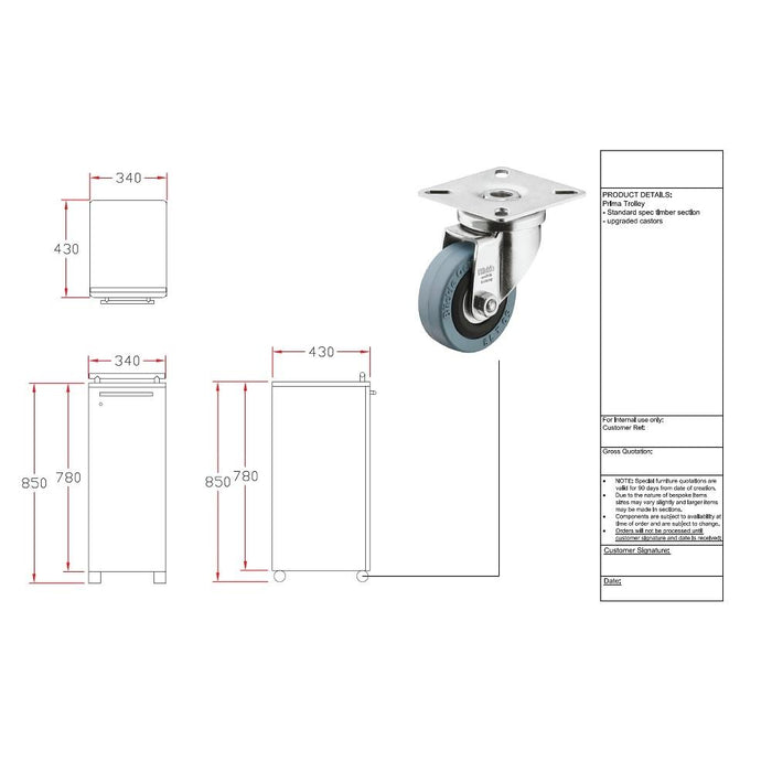 Bespoke Prima Trolley with Upgraded Wheels