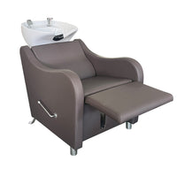 Manhattan Back Wash Unit Dark Brown with White Basin