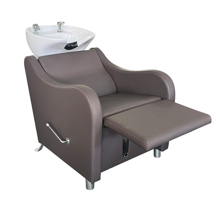 Manhattan Back Wash Unit Dark Brown with White Basin