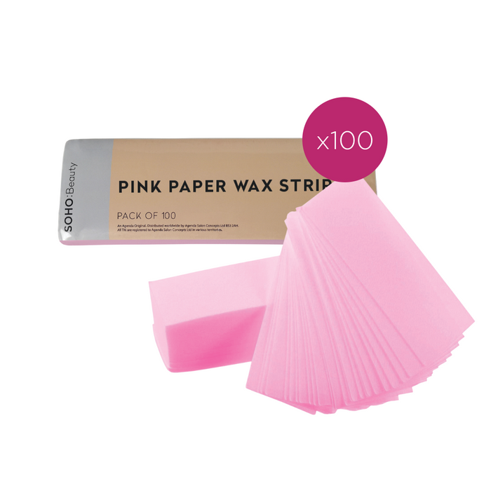 Soho Beauty Pink Paper Wax Strips Bulk Buy Case (50x100 strips)
