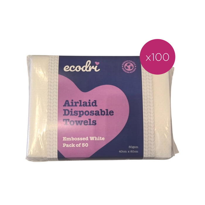 Ecodri Disposable White Airlaid Towels - Bulk Buy Case (50x100 towels)