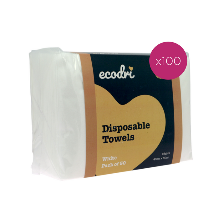 Ecodri Disposable White Towels - Bulk Buy Case (50x50 towels)