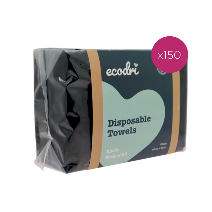 Ecodri Disposable Black Towels - Bulk Buy Case (50x50 towels)