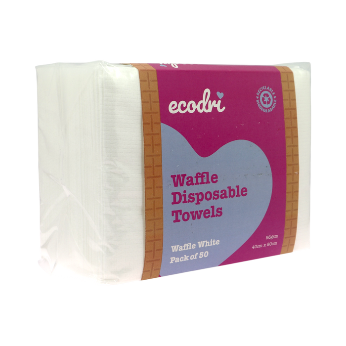 Ecodri Waffle Disposable Towels - White - Pack Of 50