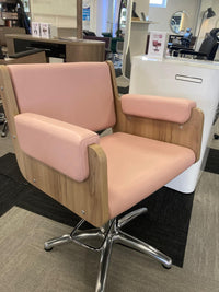 Eden Styling Chair Ex-Display Discontinued (Fabric Light Rose, Laminate Warm Cherry Wood)