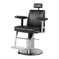 Takara Belmont Dainty Barber Chair Black with Metallic Beige Piping - 7 Day Quick Ship