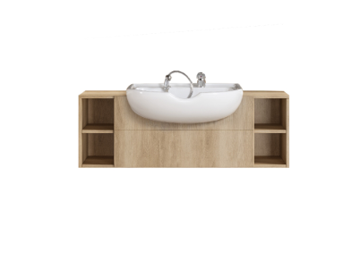 Central Cabinet (120cm) With Mix & Basin In Wooden Finishings