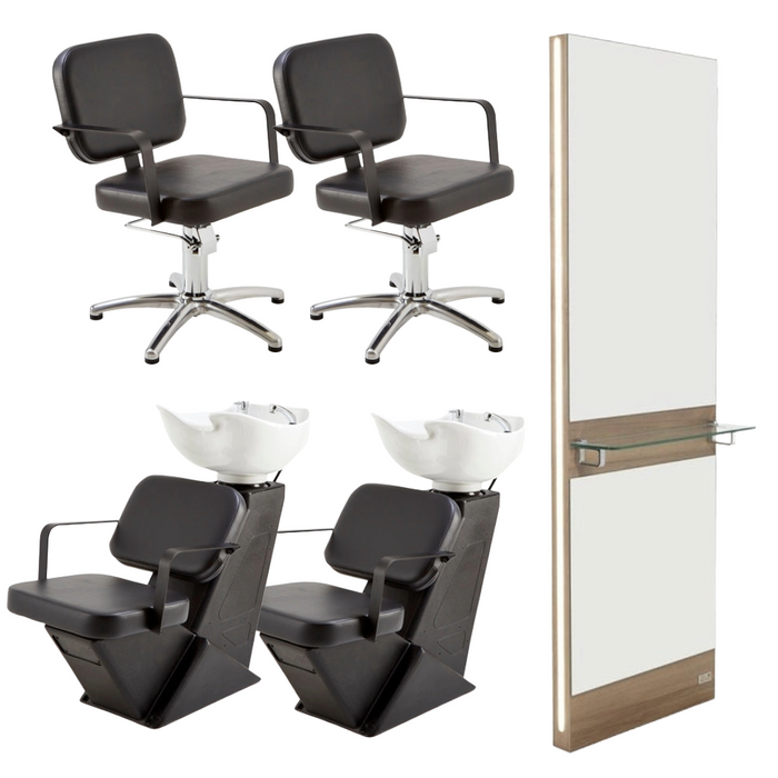 Two Position REM Furniture Package - 2 x Nero Styling Chair / 1 x Nero Baltic / 2 x Destiny Styling Wall Unt