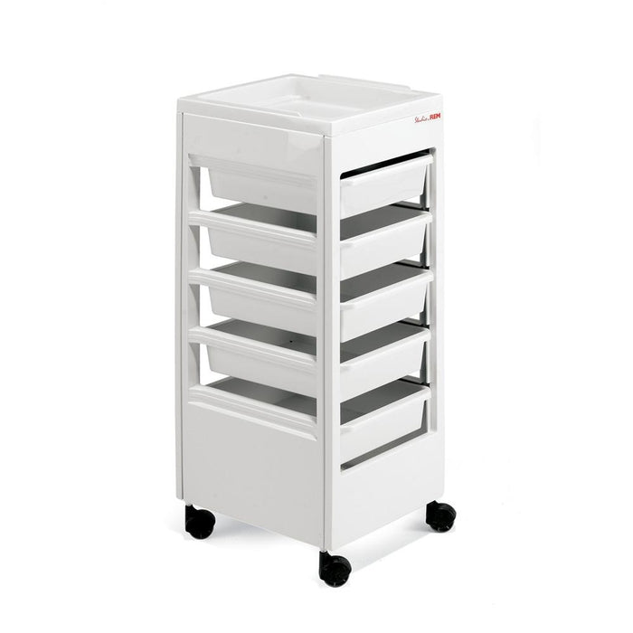 REM Studio Trolley with Flat Top - White - Express Delivery