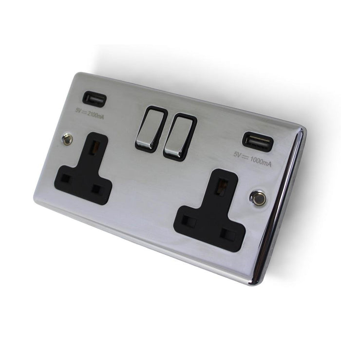 REM Twin Electrical Socket With USB